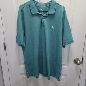 Tommy Bahama Mens Islandzone Polo Shirt Teal With Aqua Stripes Size XXL